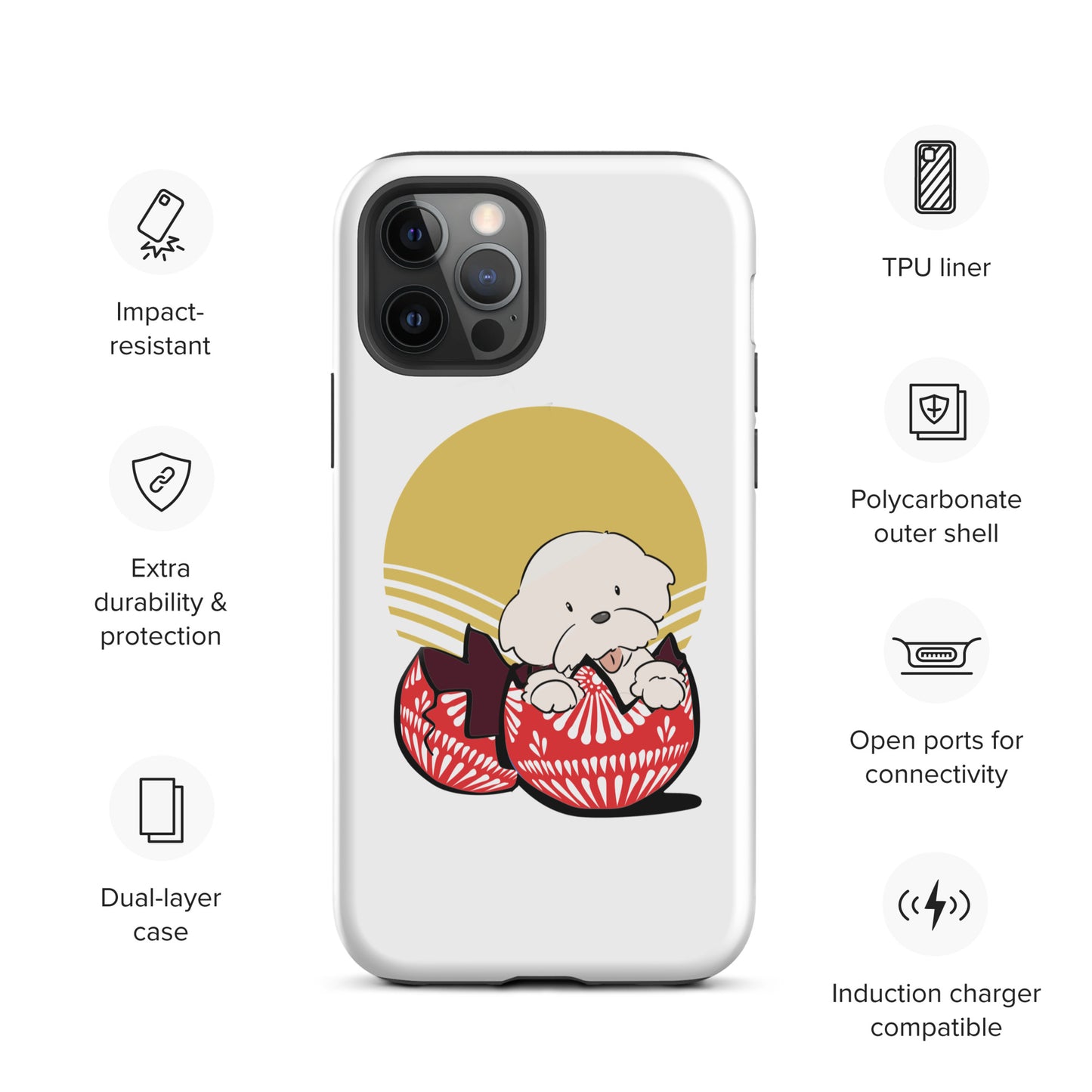 Cheeky Bichon Cute Funny Dog in the Egg Tough iPhone case