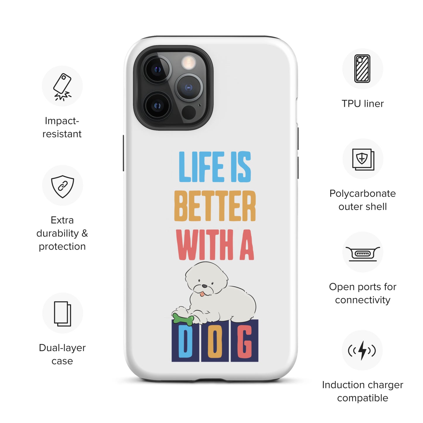 Cheeky Bichon Cute Life is Better with a Dog iPhone case