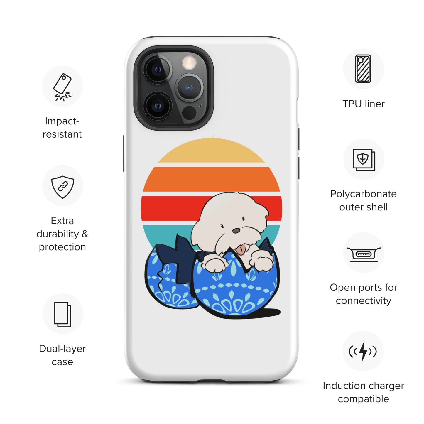 Cheeky Bichon Cute Funny Dog in the Egg Tough iPhone case