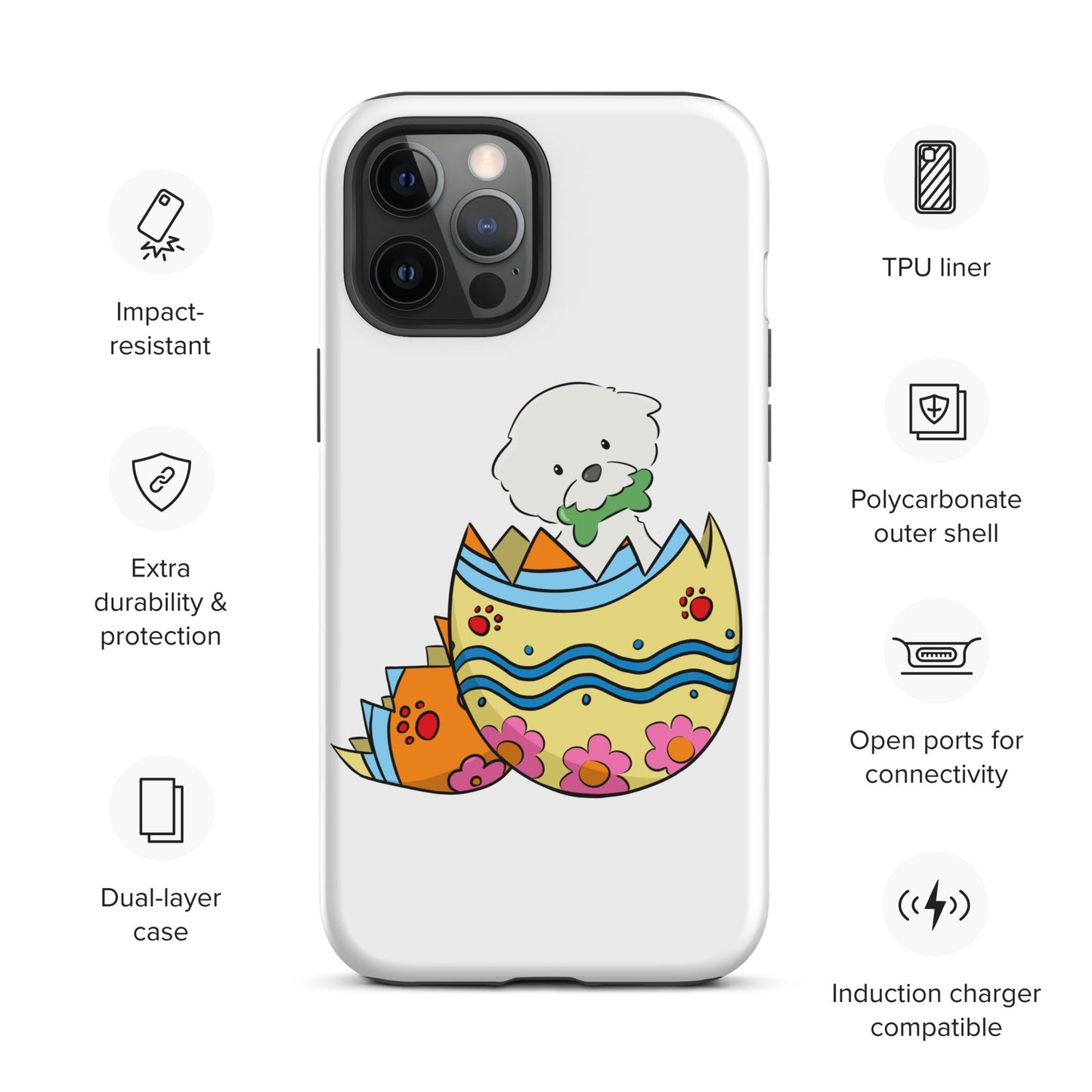 Cheeky Bichon Cute Funny Dog in the Egg Tough iPhone case