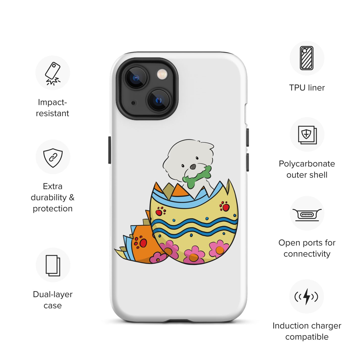 Cheeky Bichon Cute Funny Dog in the Egg Tough iPhone case