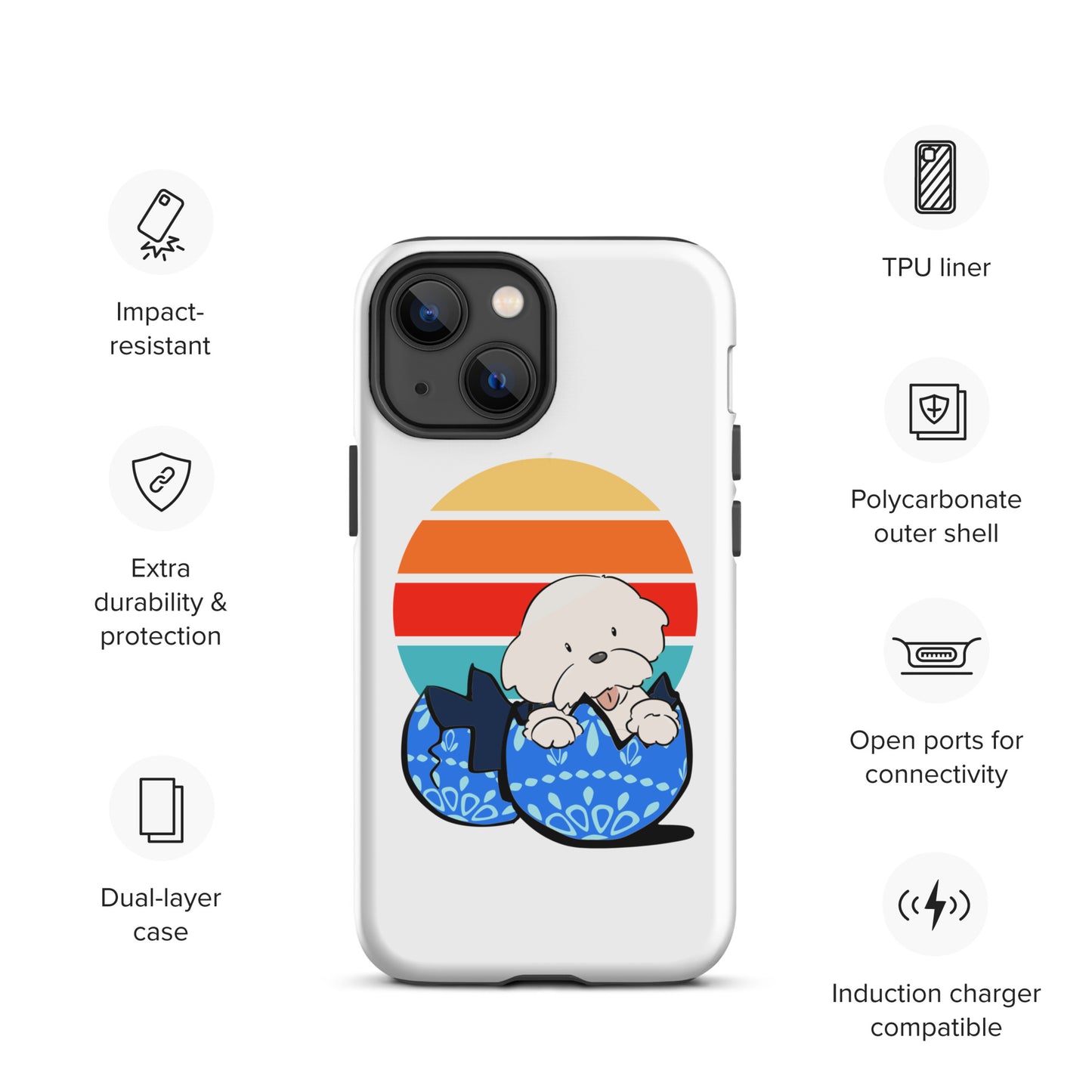 Cheeky Bichon Cute Funny Dog in the Egg Tough iPhone case