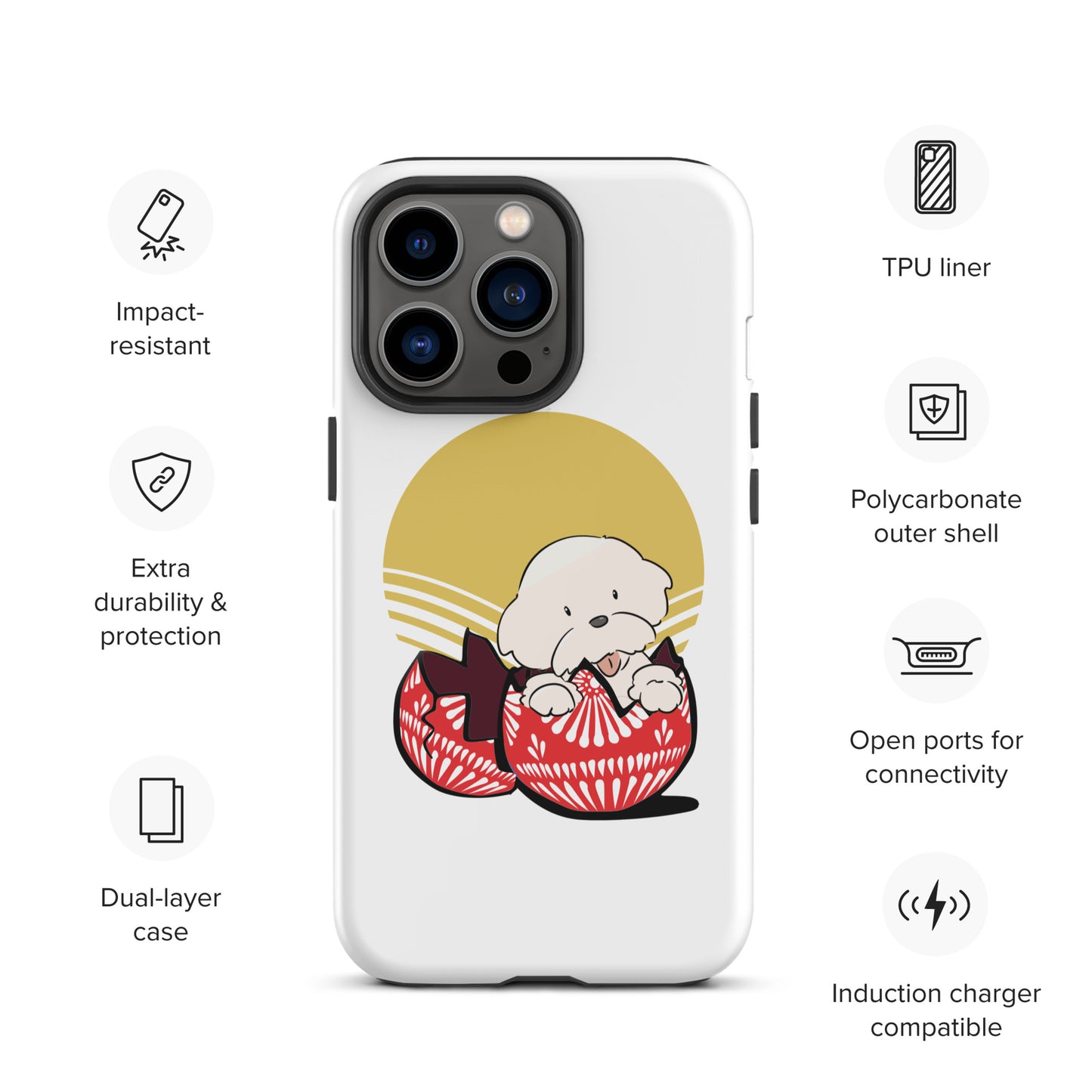 Cheeky Bichon Cute Funny Dog in the Egg Tough iPhone case