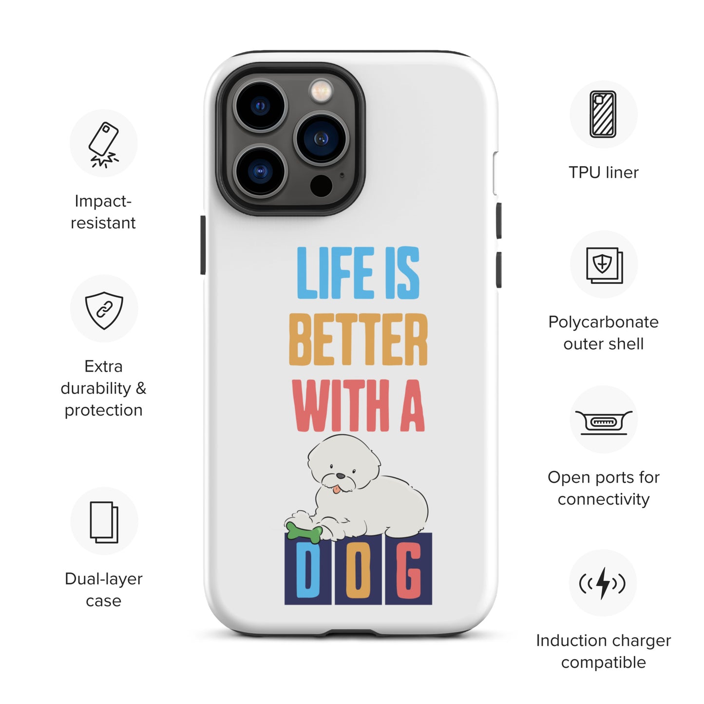 Cheeky Bichon Cute Life is Better with a Dog iPhone case