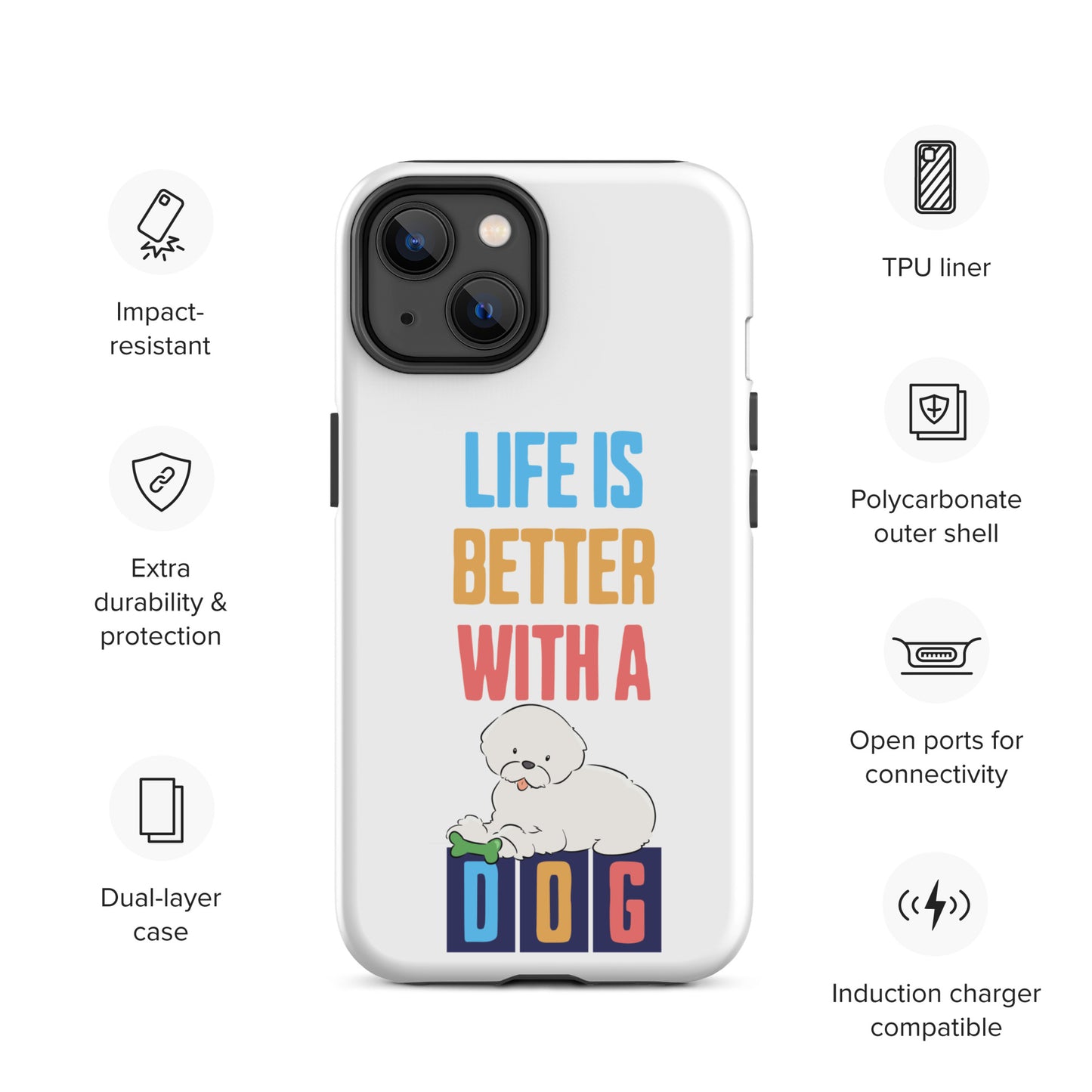 Cheeky Bichon Cute Life is Better with a Dog iPhone case