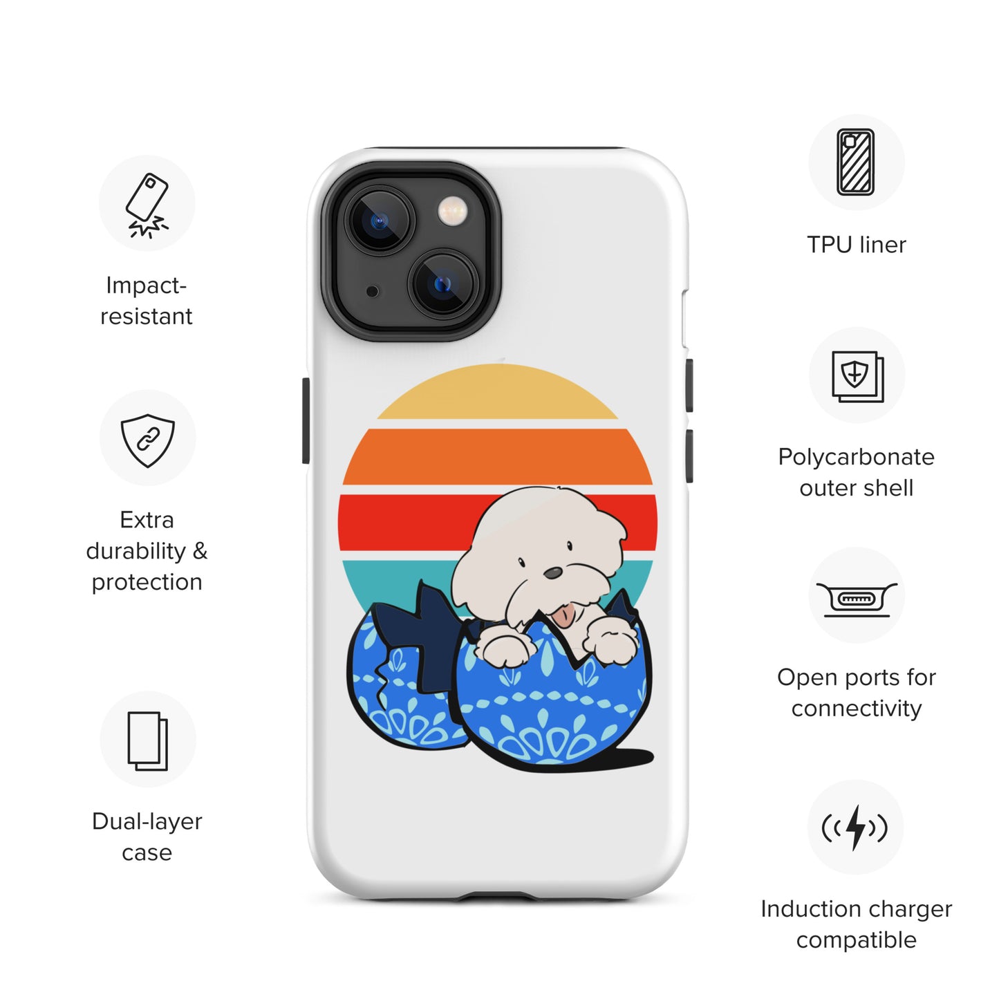 Cheeky Bichon Cute Funny Dog in the Egg Tough iPhone case