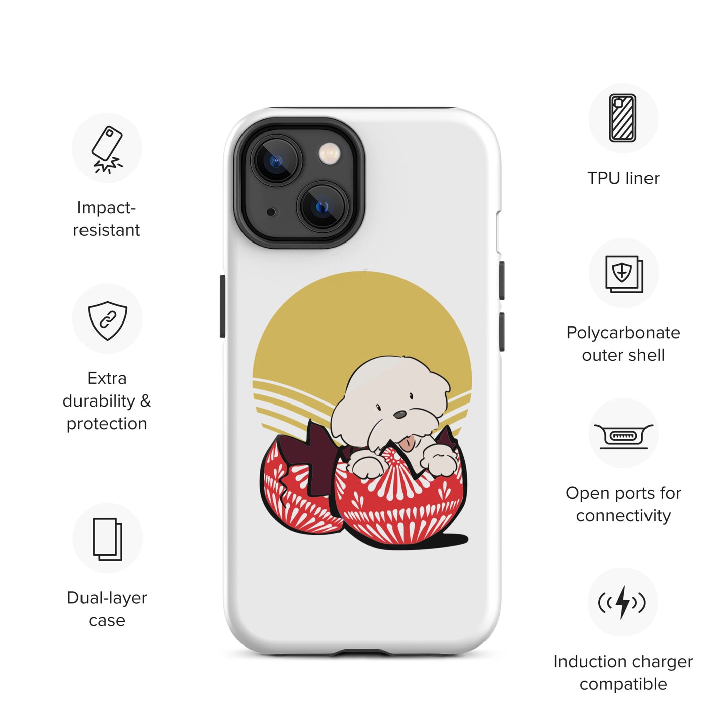 Cheeky Bichon Cute Funny Dog in the Egg Tough iPhone case