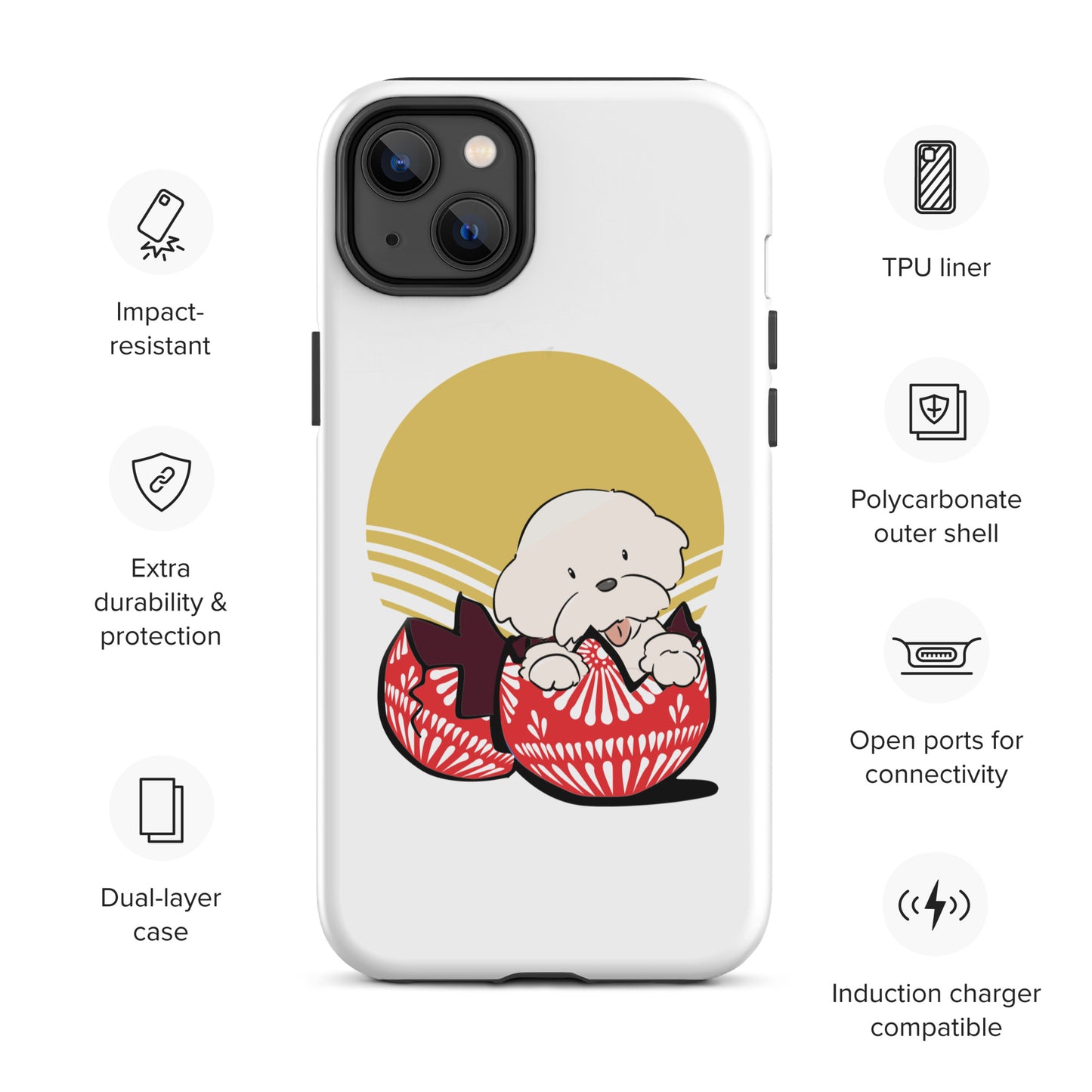 Cheeky Bichon Cute Funny Dog in the Egg Tough iPhone case