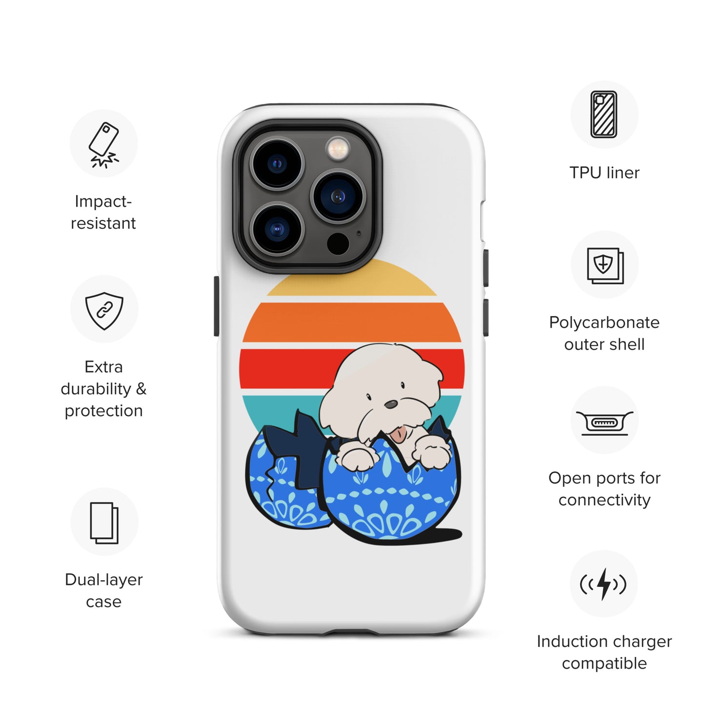 Cheeky Bichon Cute Funny Dog in the Egg Tough iPhone case