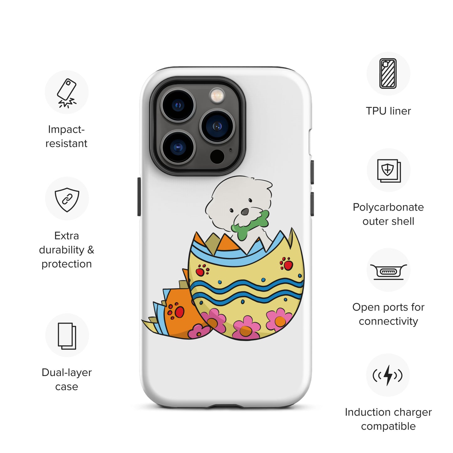 Cheeky Bichon Cute Funny Dog in the Egg Tough iPhone case