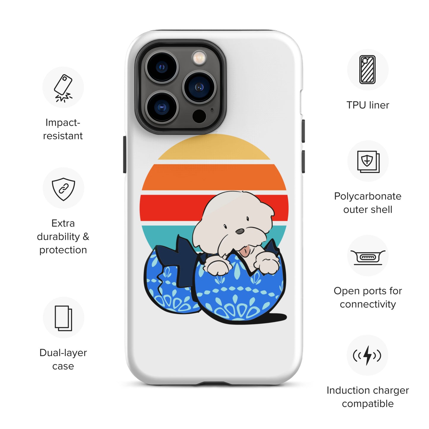 Cheeky Bichon Cute Funny Dog in the Egg Tough iPhone case