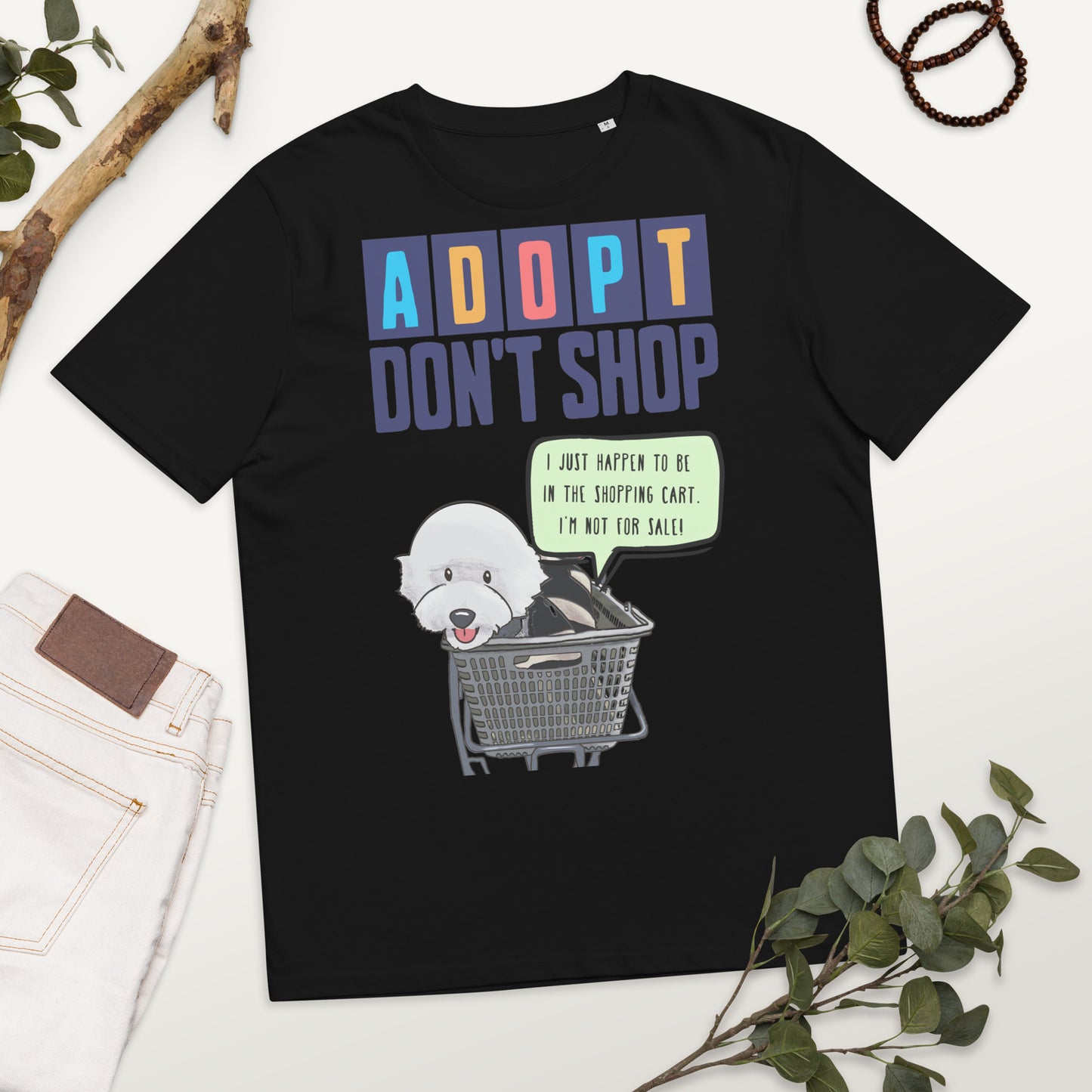 Cheeky Bichon Cute Funny Adopt Don't Shop Unisex organic cotton t-shirt