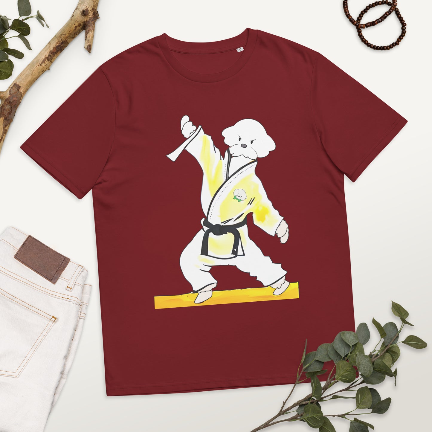 Cheeky Bichon Cute Funny Dog Knows Karate Unisex organic cotton t-shirt