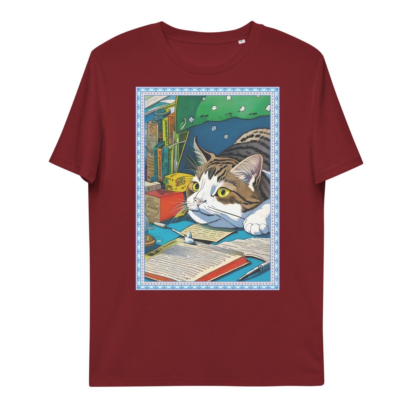 Cute Funny Lazy Bored Cat Unisex organic cotton t-shirt