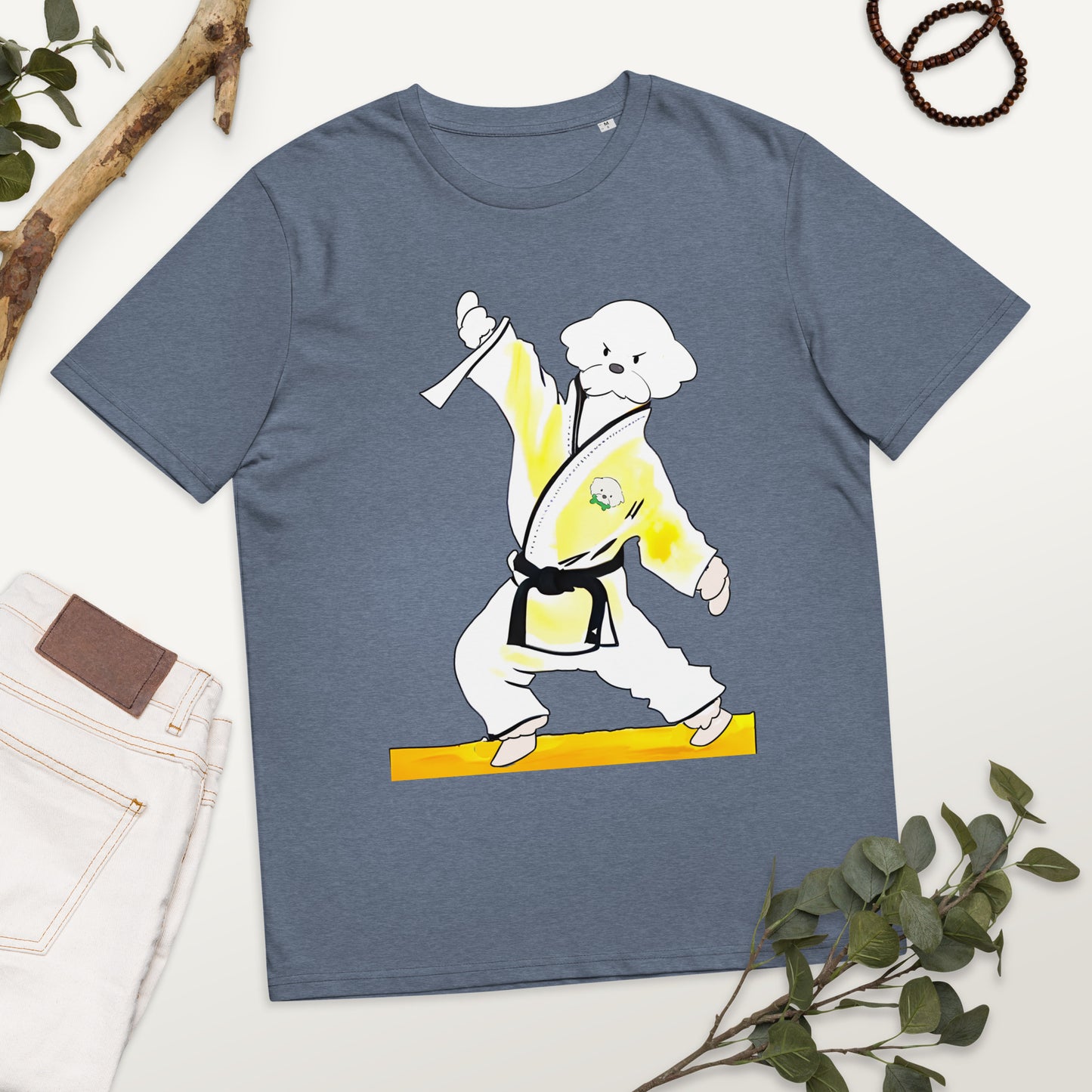 Cheeky Bichon Cute Funny Dog Knows Karate Unisex organic cotton t-shirt