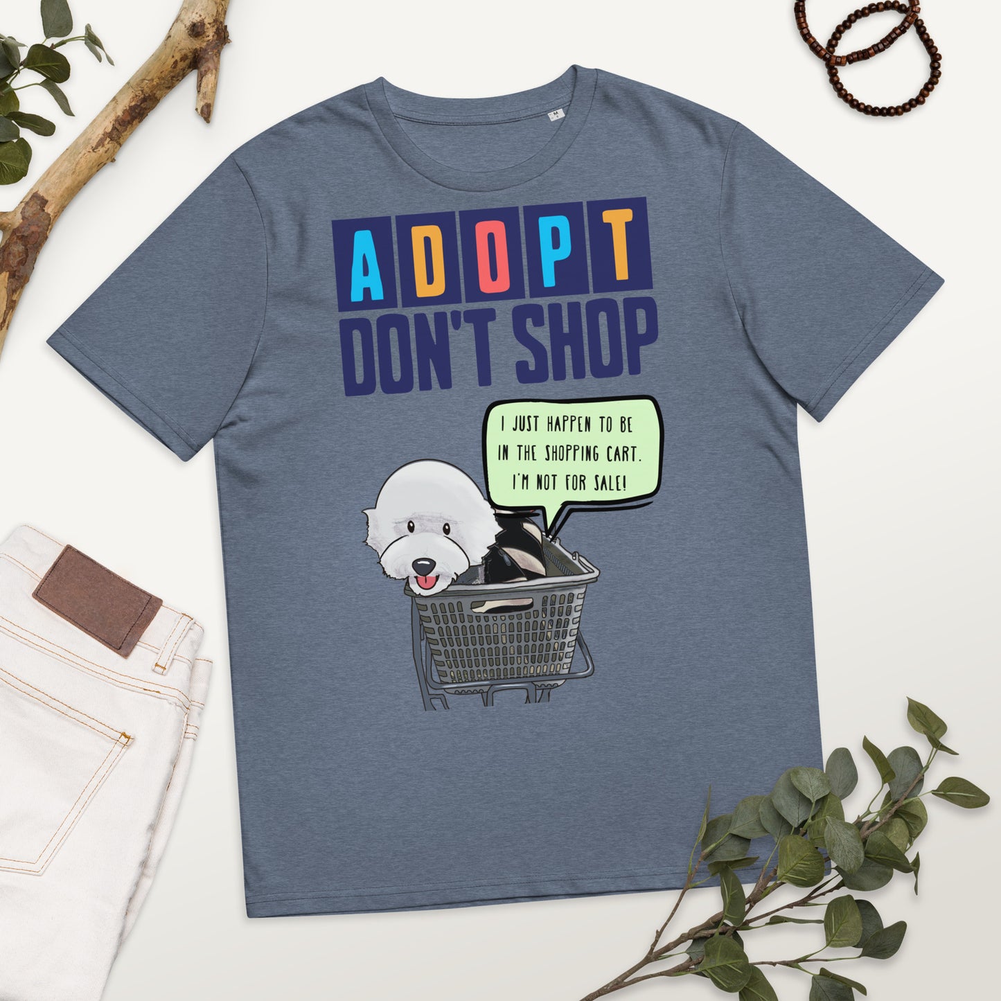 Cheeky Bichon Cute Funny Adopt Don't Shop Unisex organic cotton t-shirt