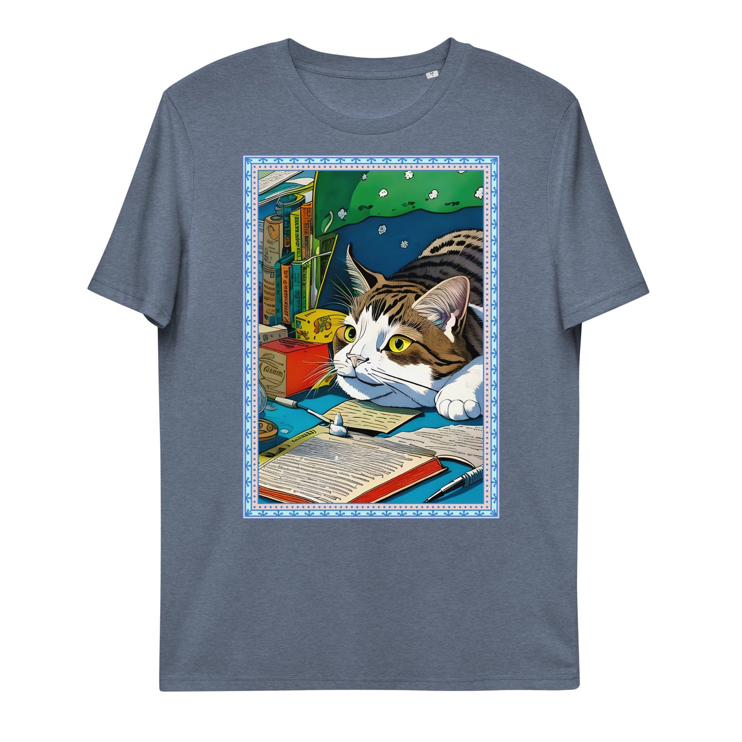 Cute Funny Lazy Bored Cat Unisex organic cotton t-shirt