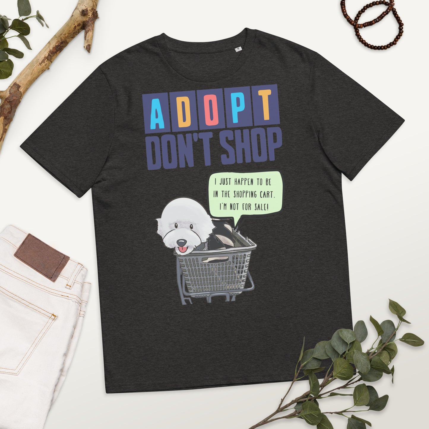 Cheeky Bichon Cute Funny Adopt Don't Shop Unisex organic cotton t-shirt