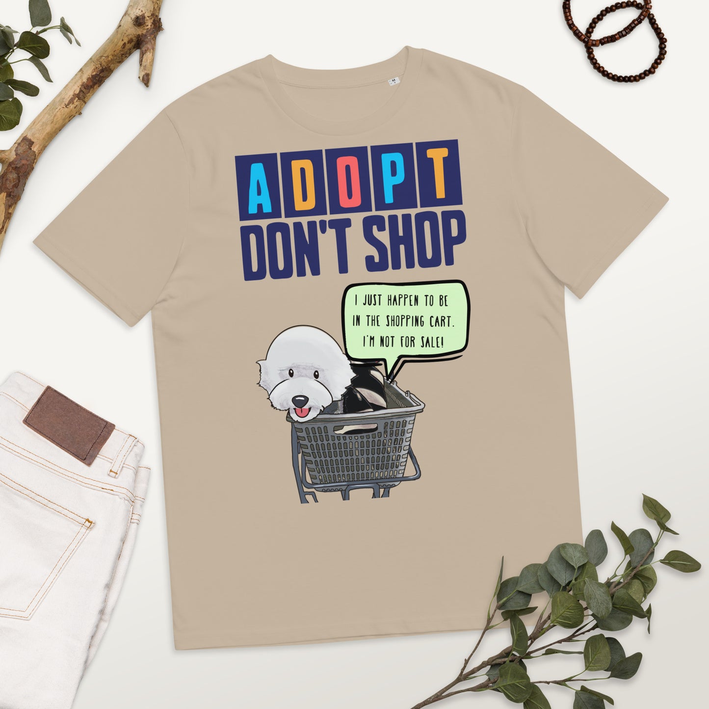 Cheeky Bichon Cute Funny Adopt Don't Shop Unisex organic cotton t-shirt