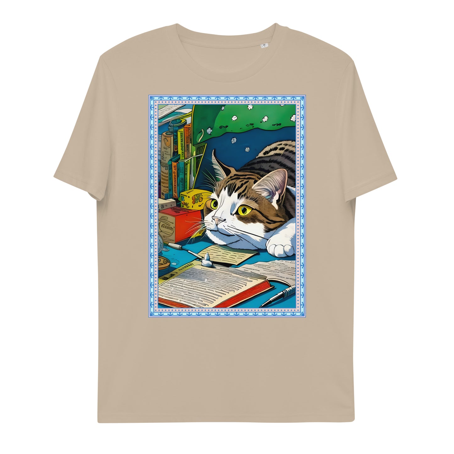 Cute Funny Lazy Bored Cat Unisex organic cotton t-shirt