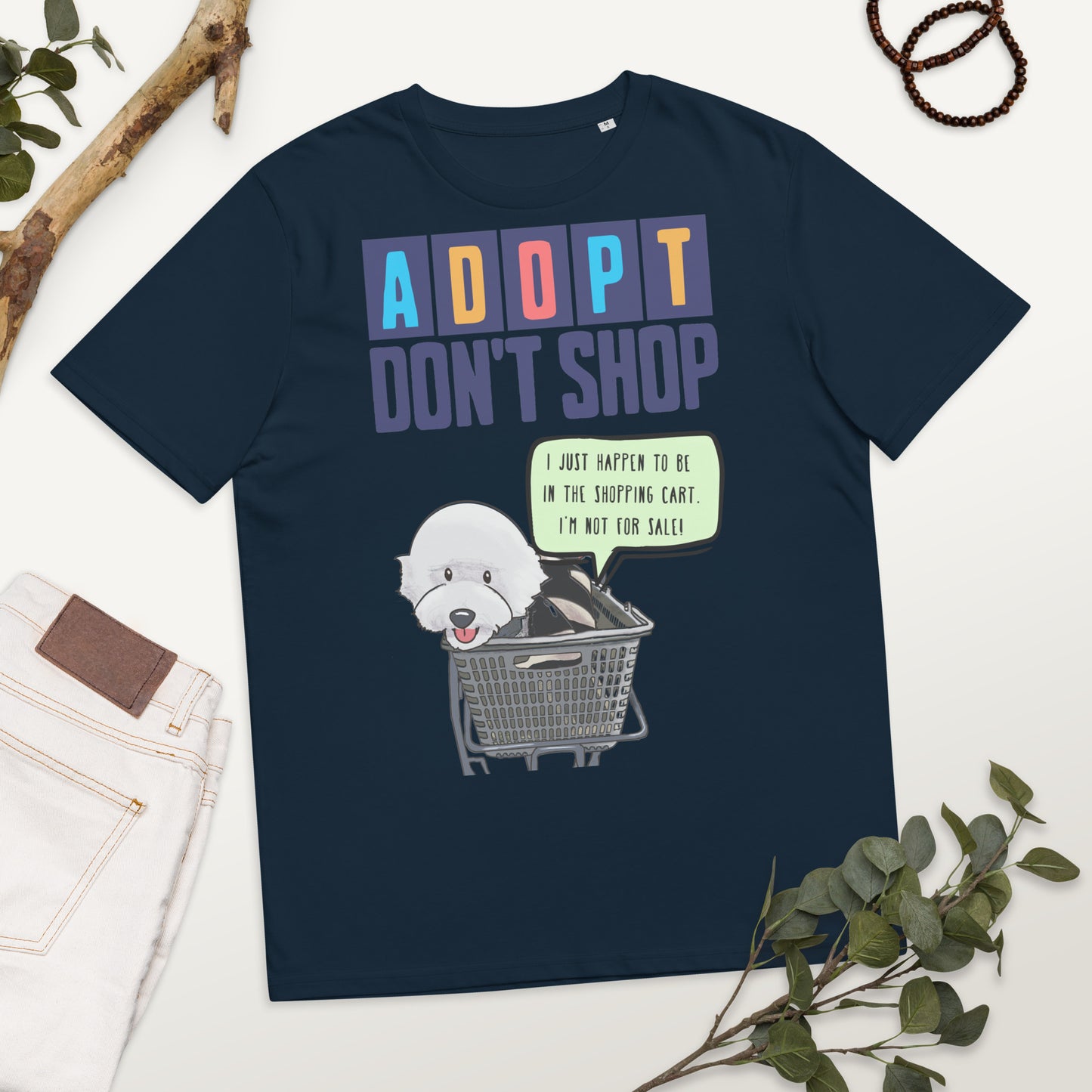 Cheeky Bichon Cute Funny Adopt Don't Shop Unisex organic cotton t-shirt