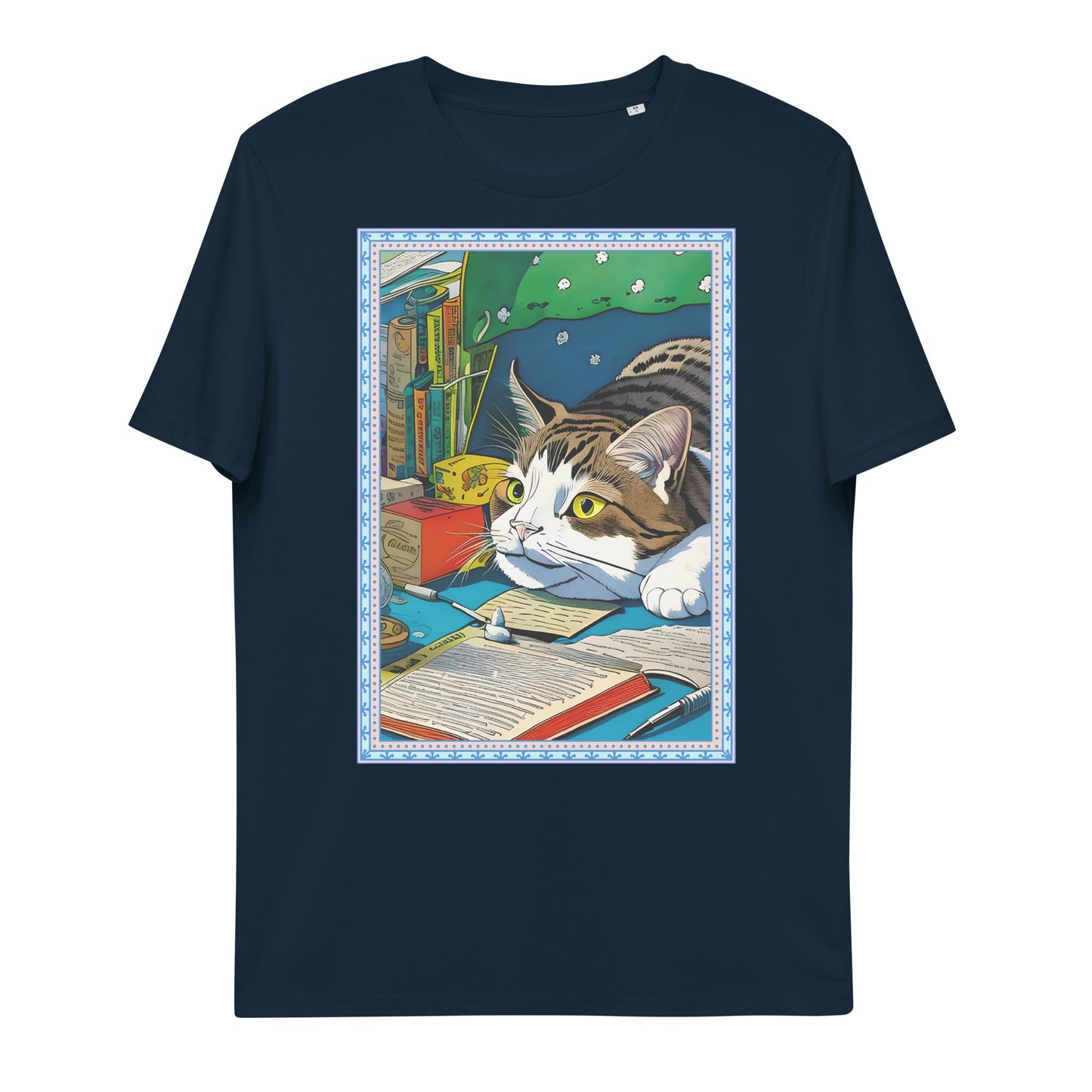 Cute Funny Lazy Bored Cat Unisex organic cotton t-shirt