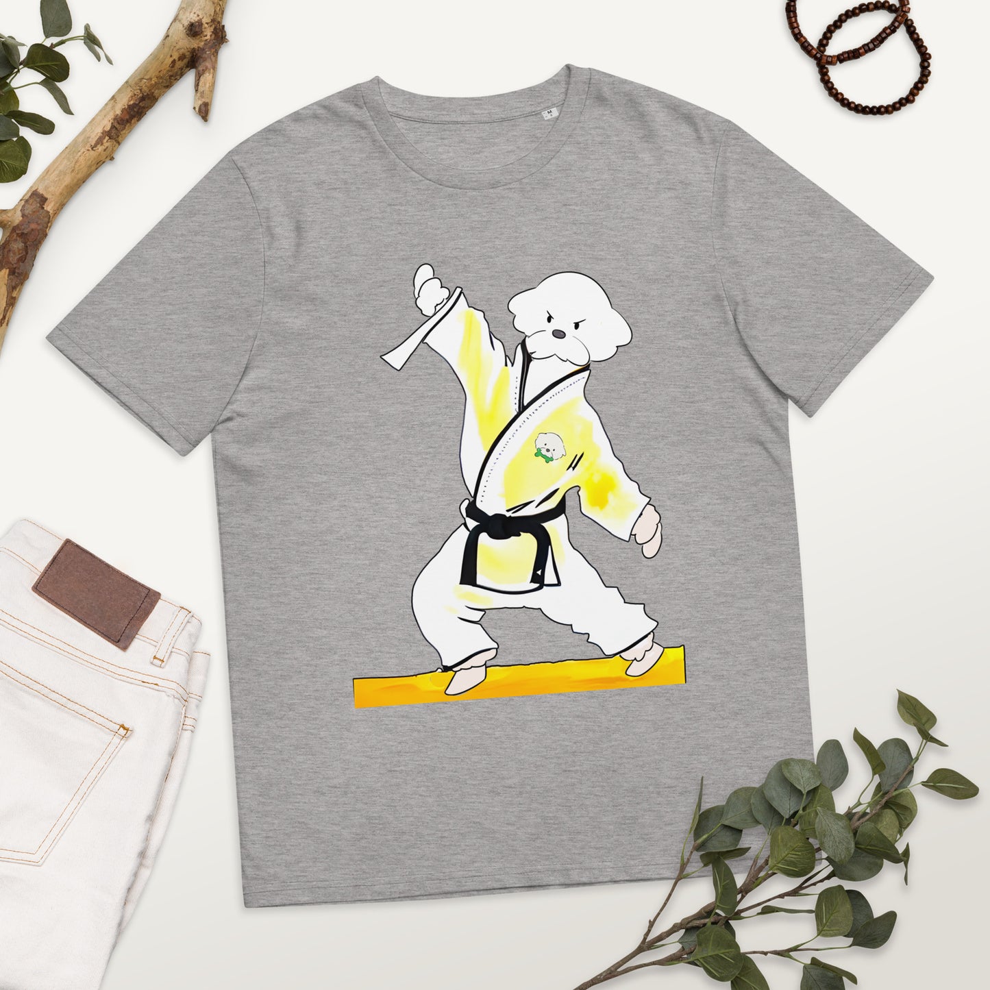 Cheeky Bichon Cute Funny Dog Knows Karate Unisex organic cotton t-shirt