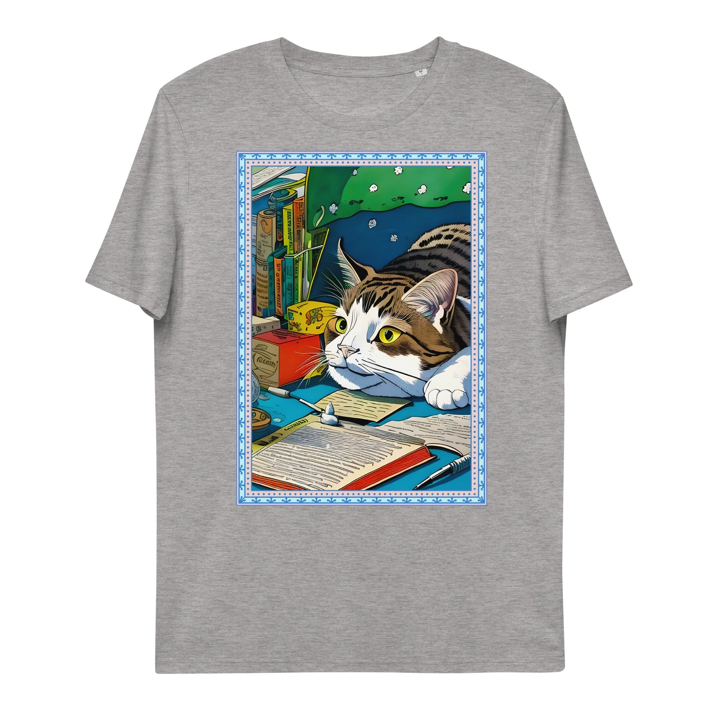 Cute Funny Lazy Bored Cat Unisex organic cotton t-shirt