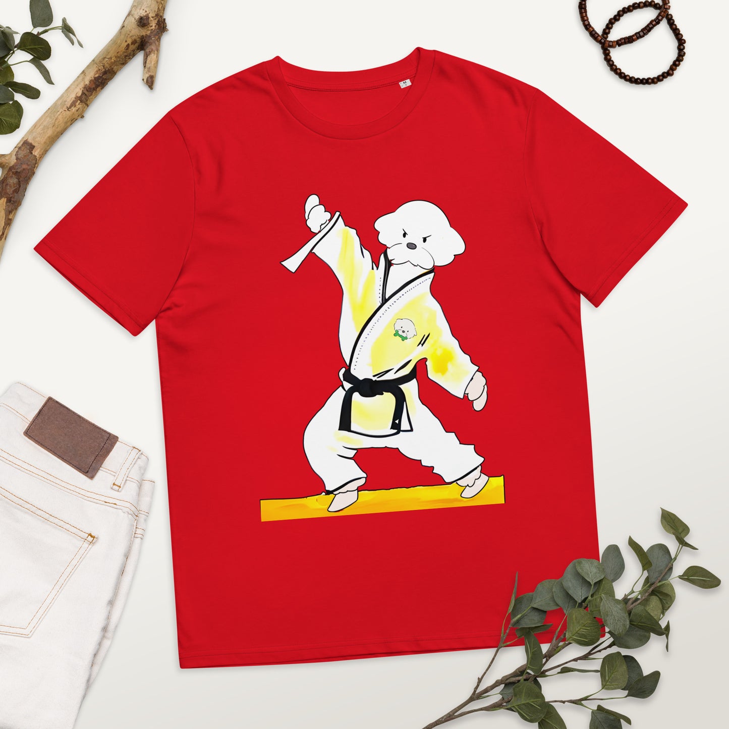 Cheeky Bichon Cute Funny Dog Knows Karate Unisex organic cotton t-shirt