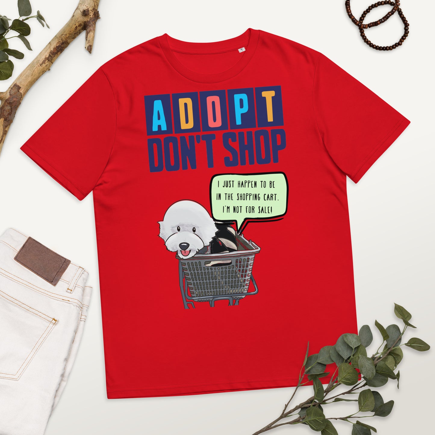 Cheeky Bichon Cute Funny Adopt Don't Shop Unisex organic cotton t-shirt