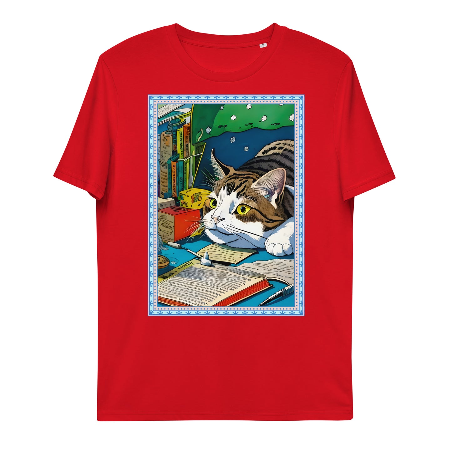 Cute Funny Lazy Bored Cat Unisex organic cotton t-shirt