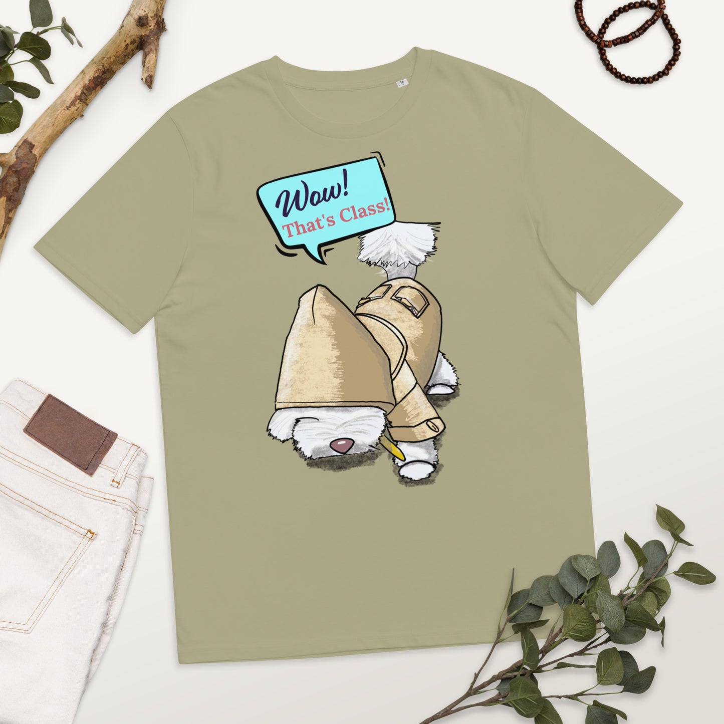 Cheeky Bichon Cute Funny Dog Cartoon T-Shirt (Customisable Text)