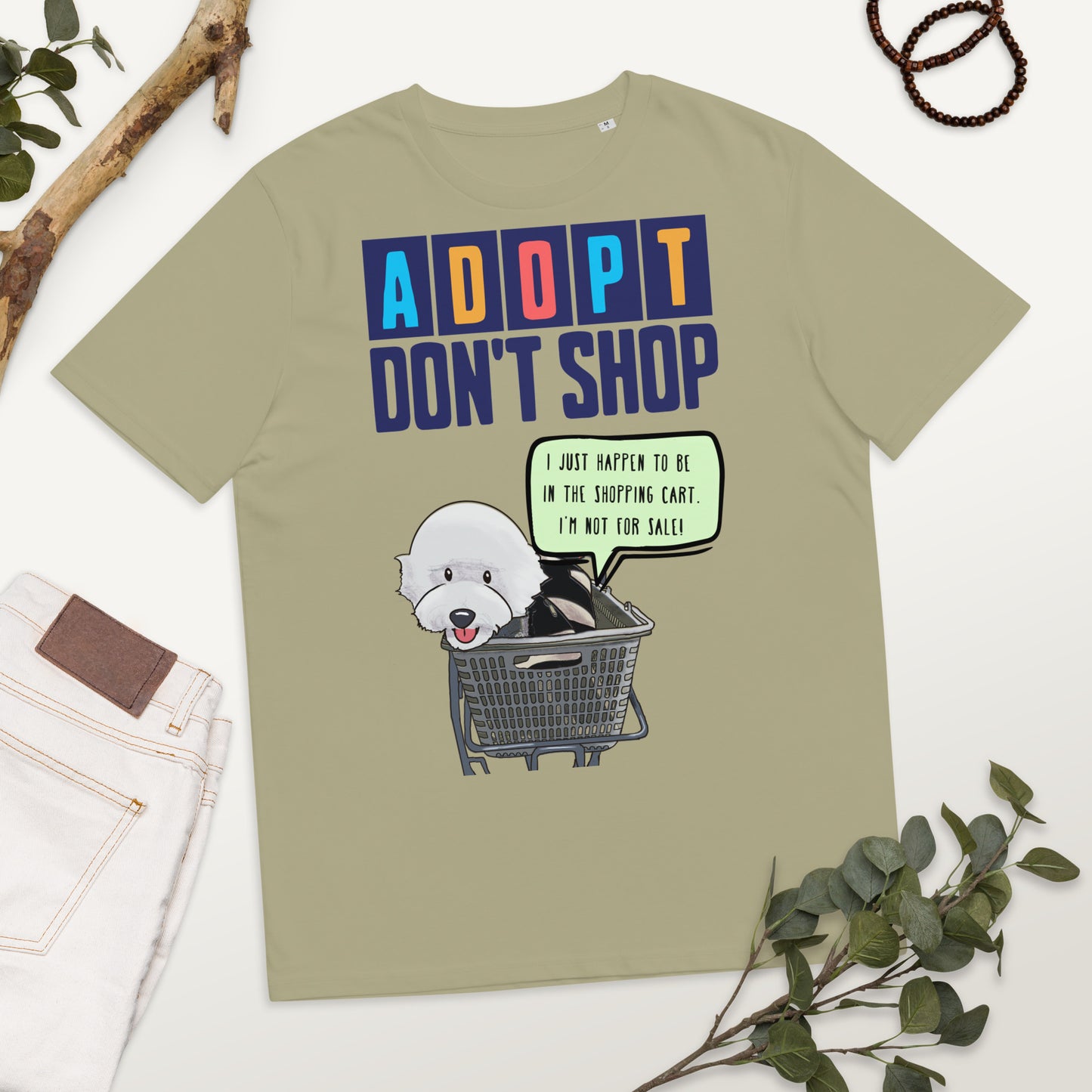 Cheeky Bichon Cute Funny Adopt Don't Shop Unisex organic cotton t-shirt