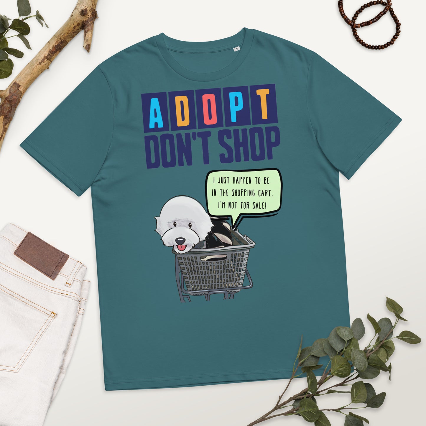 Cheeky Bichon Cute Funny Adopt Don't Shop Unisex organic cotton t-shirt