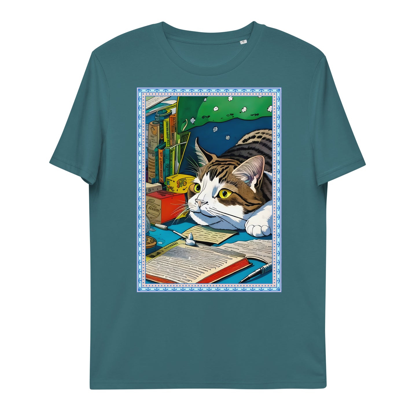 Cute Funny Lazy Bored Cat Unisex organic cotton t-shirt