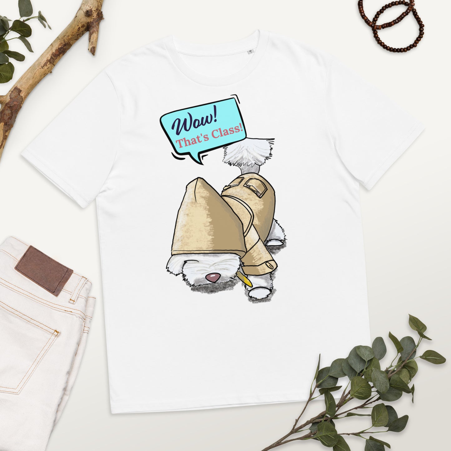 Cheeky Bichon Cute Funny Dog Cartoon T-Shirt (Customisable Text)