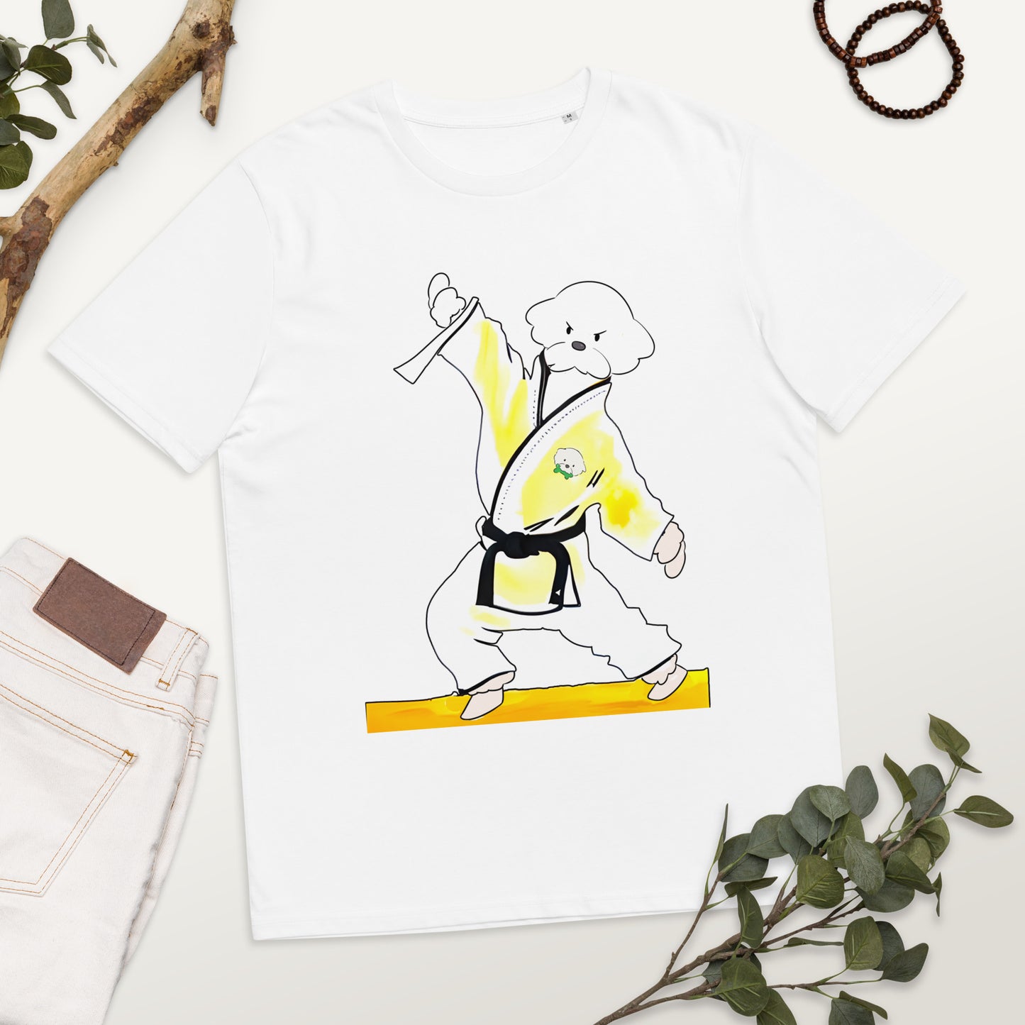 Cheeky Bichon Cute Funny Dog Knows Karate Unisex organic cotton t-shirt