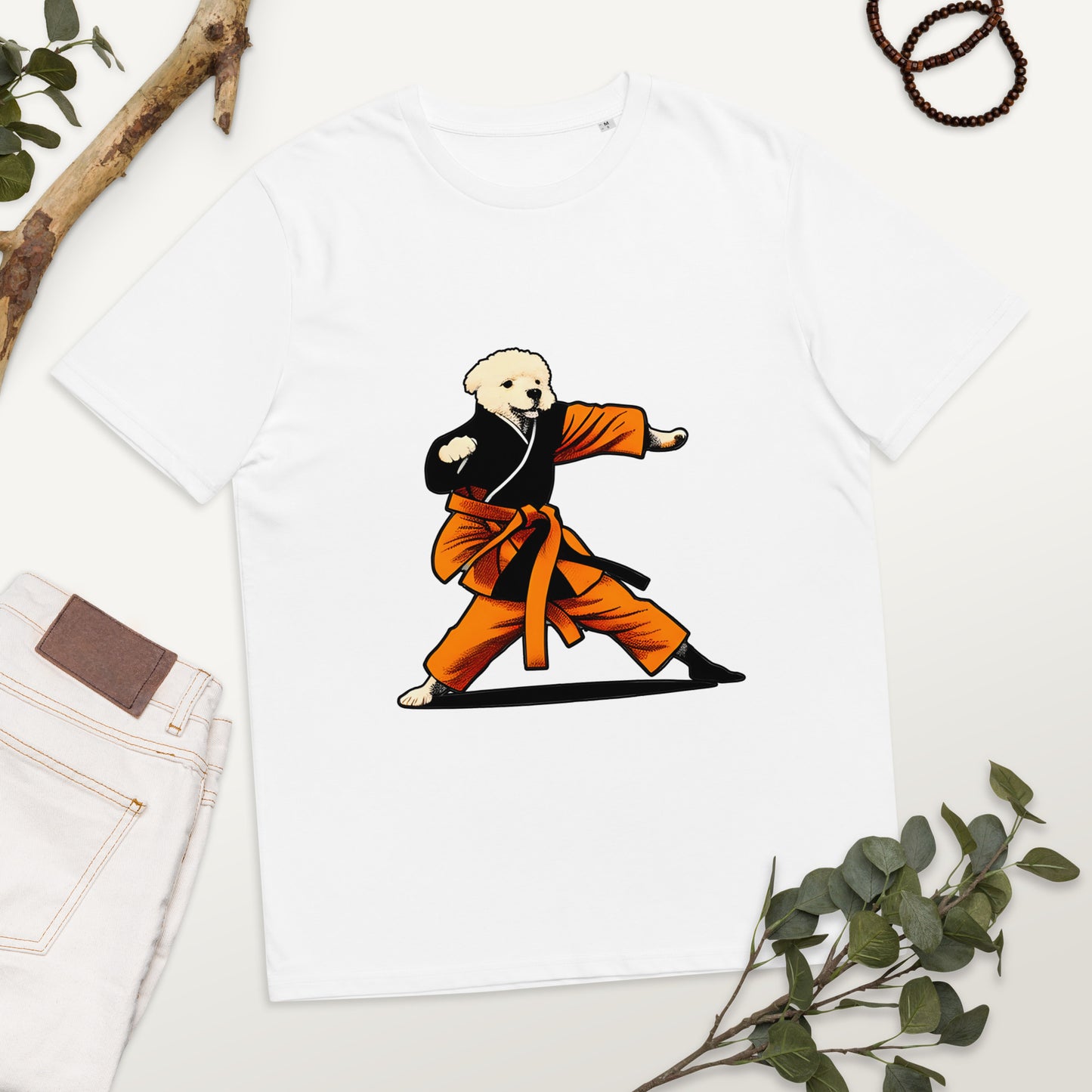 Cute Funny Dog Knows Karate Unisex organic cotton t-shirt