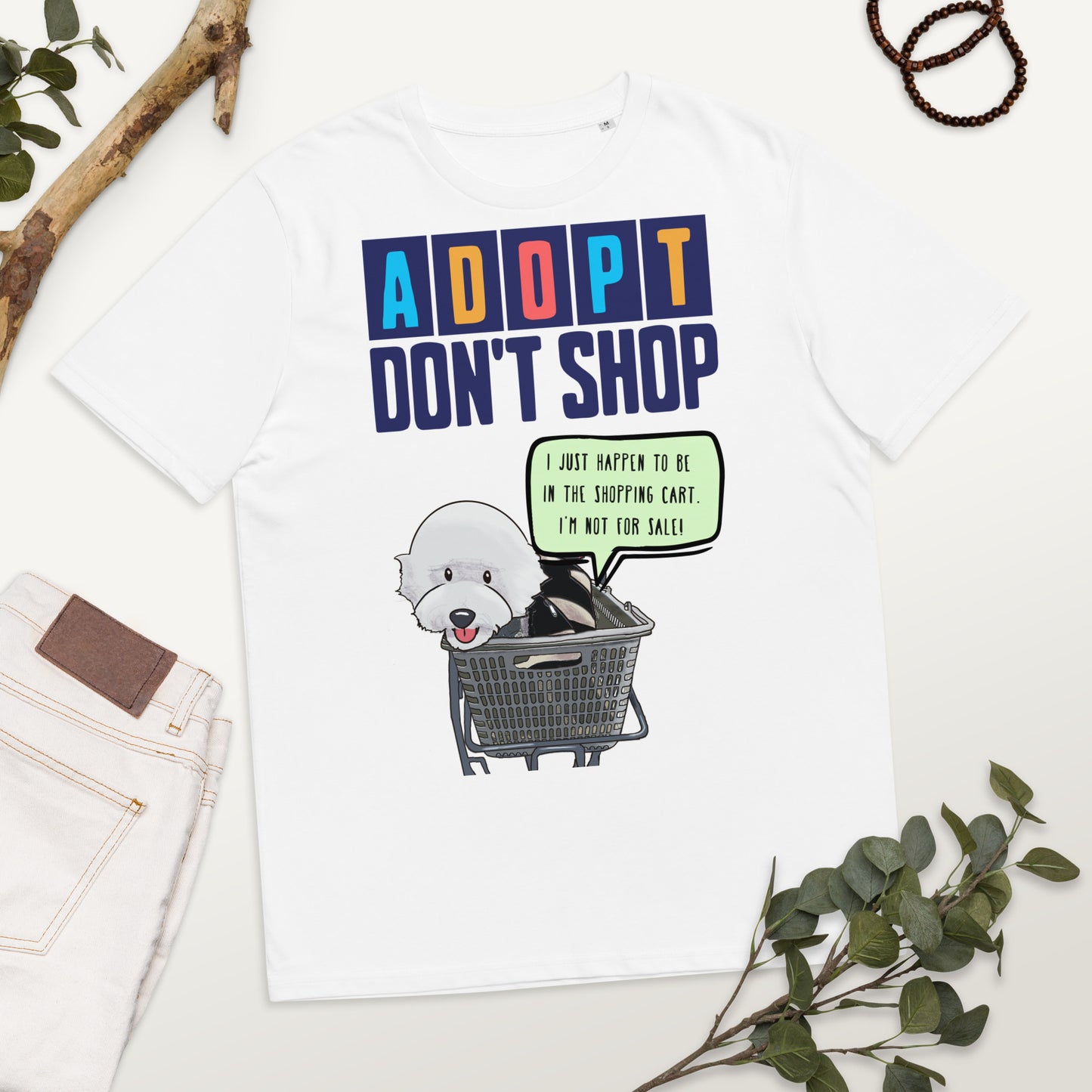 Cheeky Bichon Cute Funny Adopt Don't Shop Unisex organic cotton t-shirt