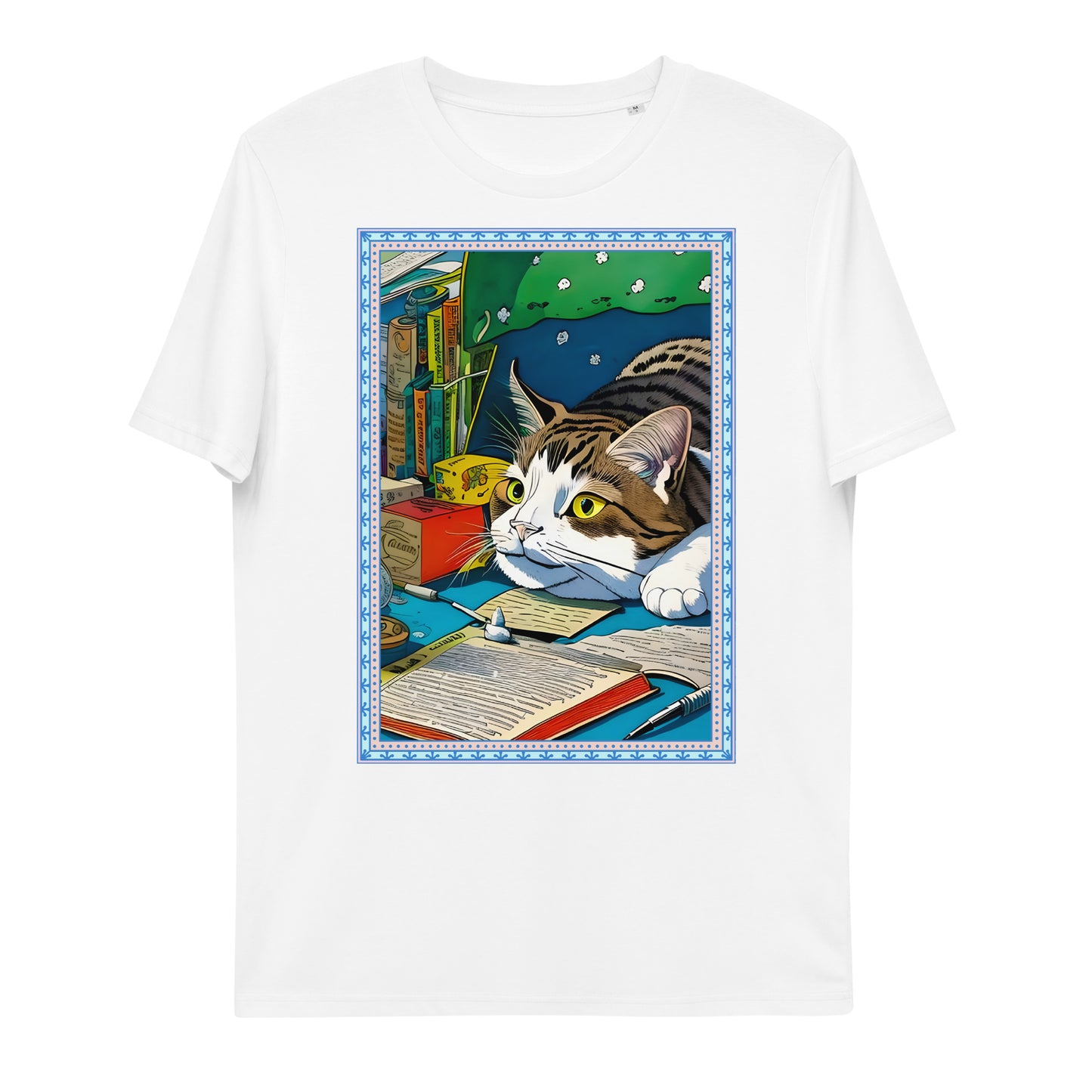 Cute Funny Lazy Bored Cat Unisex organic cotton t-shirt