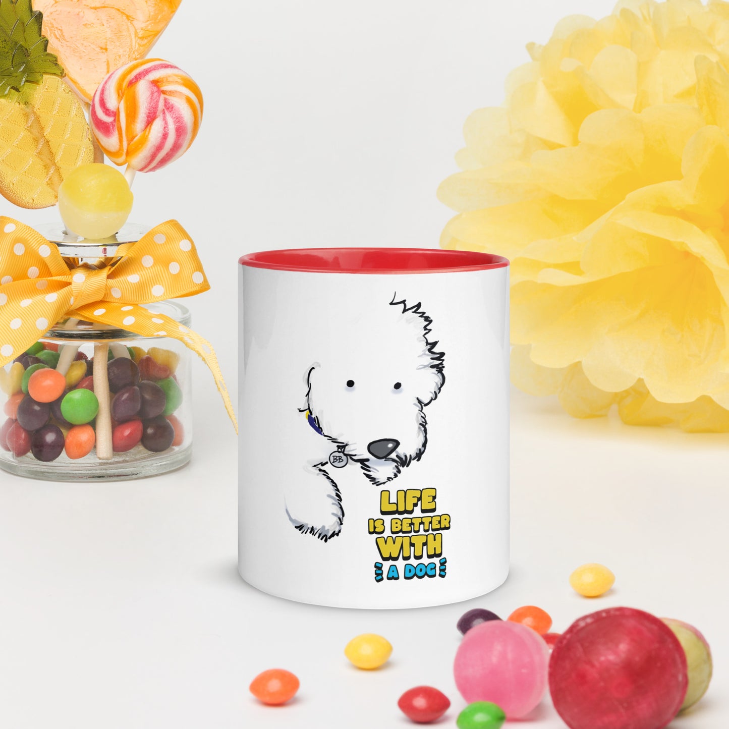 Cheeky Bichon Cute Life is Better with a Dog Mug with Color Inside