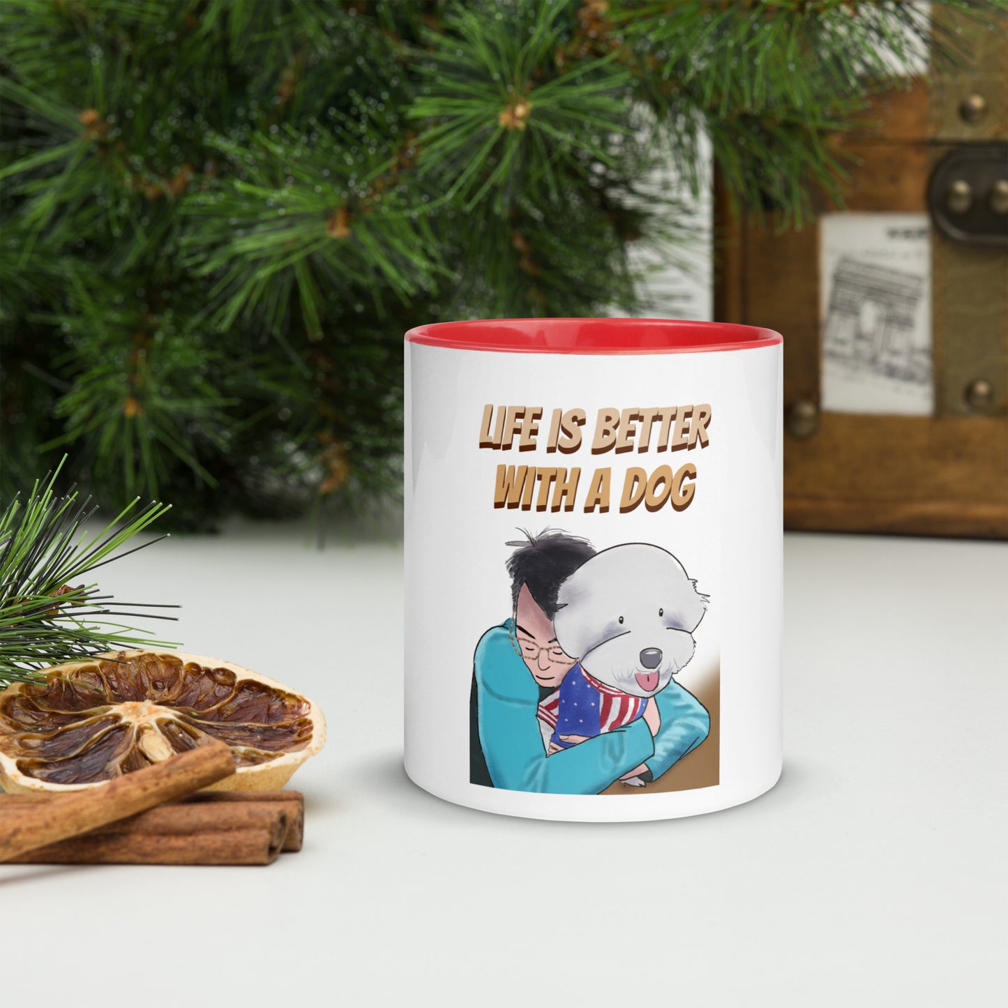Cheeky Bichon Cute Funny Life is Better with a Dog Mug with Color Inside