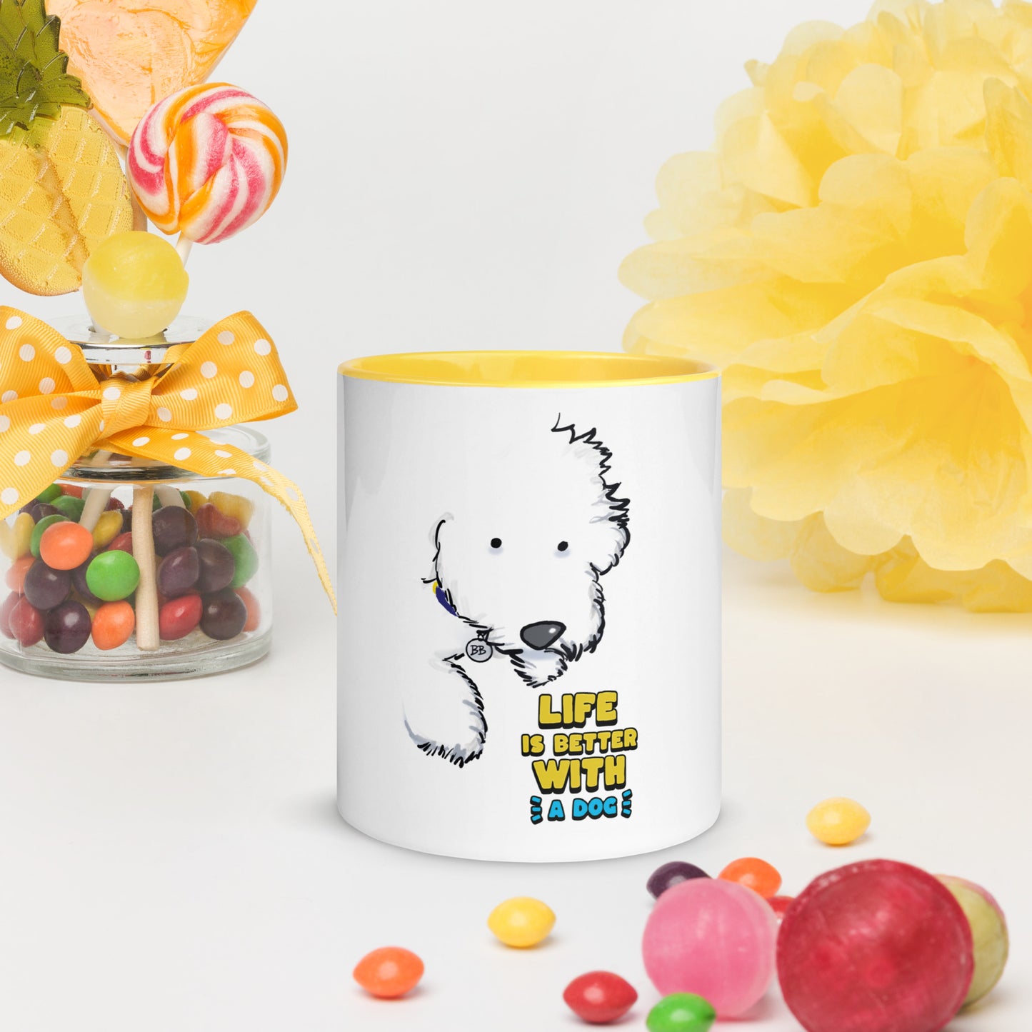 Cheeky Bichon Cute Life is Better with a Dog Mug with Color Inside
