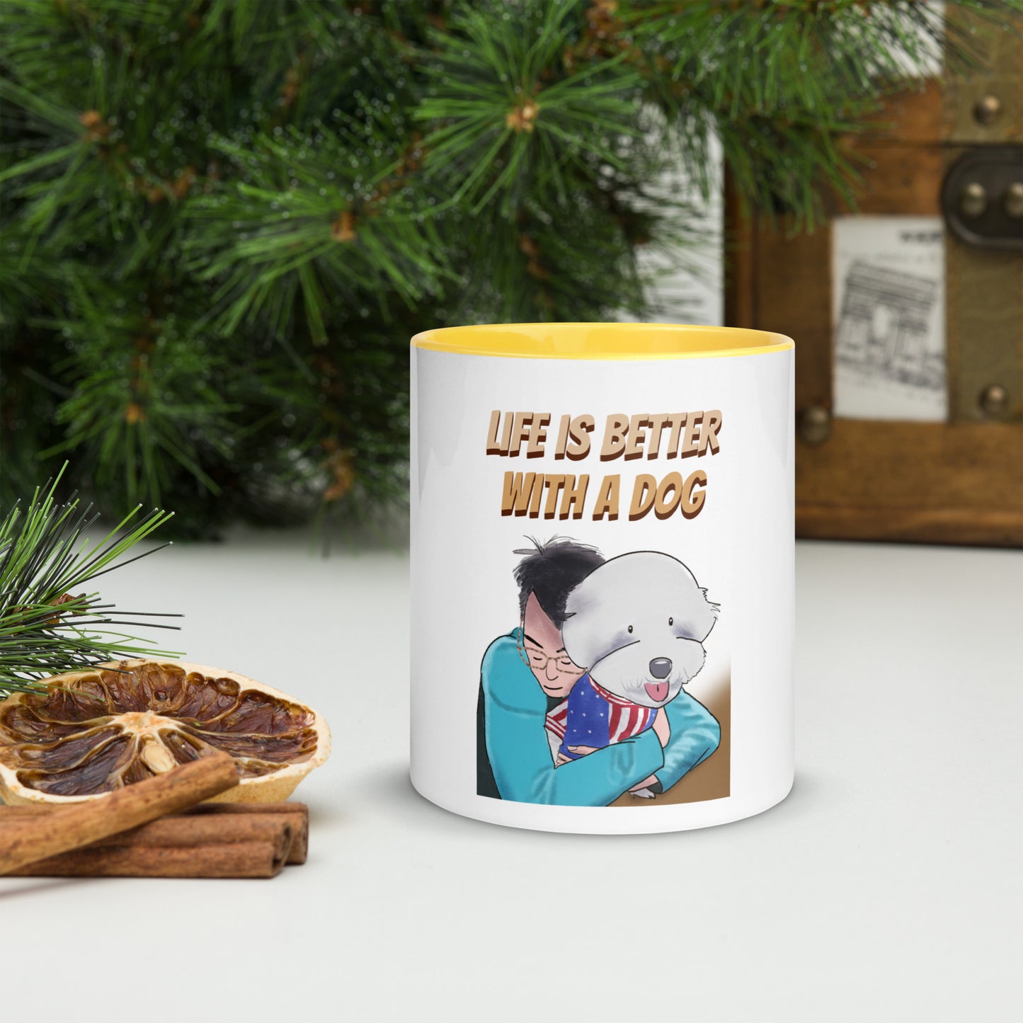 Cheeky Bichon Cute Funny Life is Better with a Dog Mug with Color Inside
