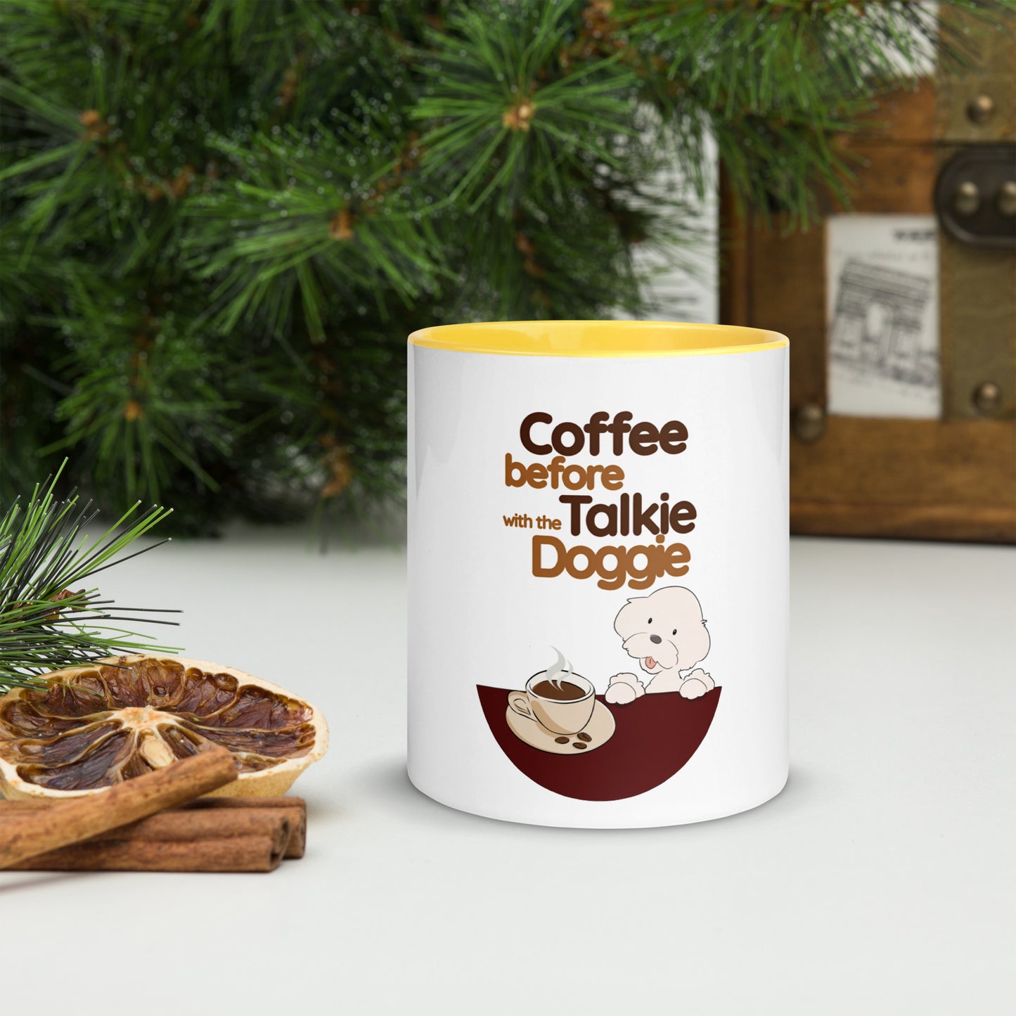 Cheeky Bichon Cute Coffee before Talkie Mug with Color Inside